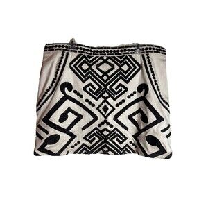 New Savanna Jane Cream Black Embroidered Boho Aztec Mini Faux Suede Skirt Sz 1X